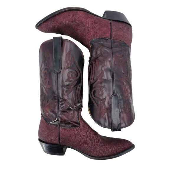 Nocona Stingray Red Mens Size 11.5D Maroon Burgundy Leather Cowboy Western Boots - Picture 8 of 16